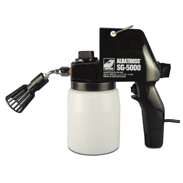Saves rejects and seconds. High-pressure spot-cleaning guns remove misprints and smudges from material. Lightweight, high-impact plastic gun is outfitted with an adjustable nozzle for fine mist control.