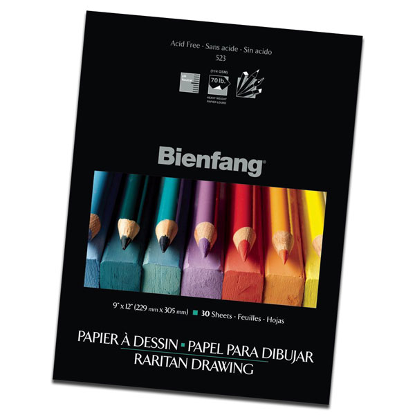 A heavy weight drawing paper in a wire bound flip top sketch  book. A good tooth for charcoal, pastel, and limited water color.  30 sheets per pad, 6 pads per carton.