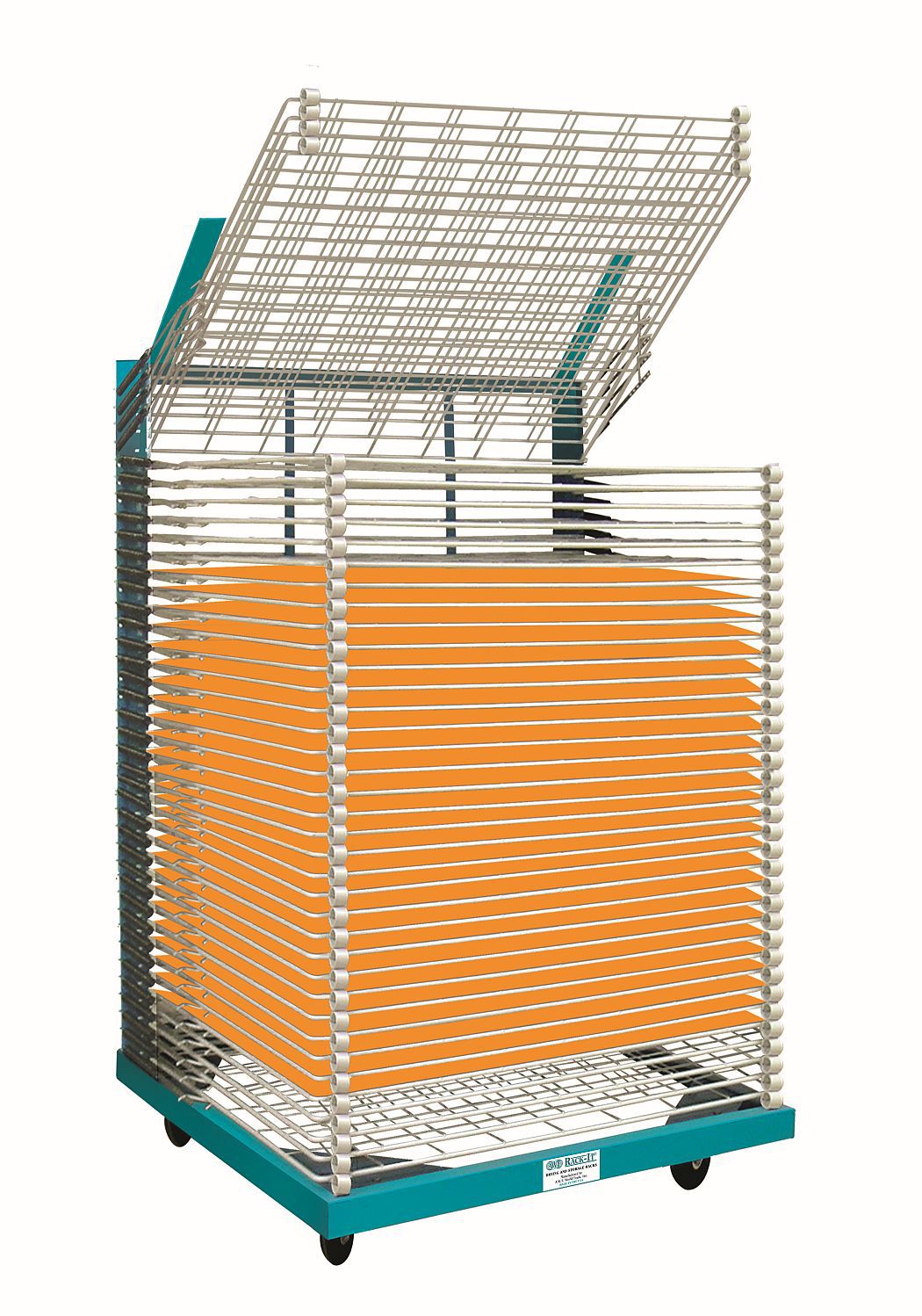 <p><b>A.W.T.'s Rack-It</b> Heavy-Duty Drying Racks represent the practical application of decades of industry expertise. Built on a welded steel frame, these racks provide safe and secure storage for drying or transporting substrates in industrial and production environments. </p> <p>We use steel bumpers because they outlast rubber, and we weld them to the outside of the shelf so you have more total drying room. Each shelf spring is individually adjustable so you can easily control up/down operation.</p> <p>To facilitate quick evaporation, these heavy-duty racks come with non-warping shelves spaced and 1" or 2" intervals. The power-coated shelf finish is rust- and solvent-resistant for years or service. </p> <p>Drying and storage racks are an indispensable organizational tool for drying, story and moving screens, prints, and other flat substrates.</p>