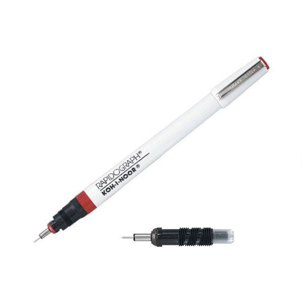 <p><strong>KOH-I-NOOR RAPIDOGRAPH</strong><br> The Koh-I-Noor Rapidograph® features an extra smooth feel on the drawing surface. The patented dry double seal cap system seals the entire nib and tube orifice This helps eliminate drying out. 13 different line widths are available  that are marked in standard and metric sizes.<br><br> A technical pen is a writing instrument designed to produce an extremely uniform, dense line. It must meter ink so that the line width remains the same from start to finish, and produces a line dense enough for photographic reproduction. A technical pen is a sensitive instrument that requires care  and must be used with the right ink (see ink products later in this section). It is also recommended that the point and wire not be disassemble during cleaning.</p>