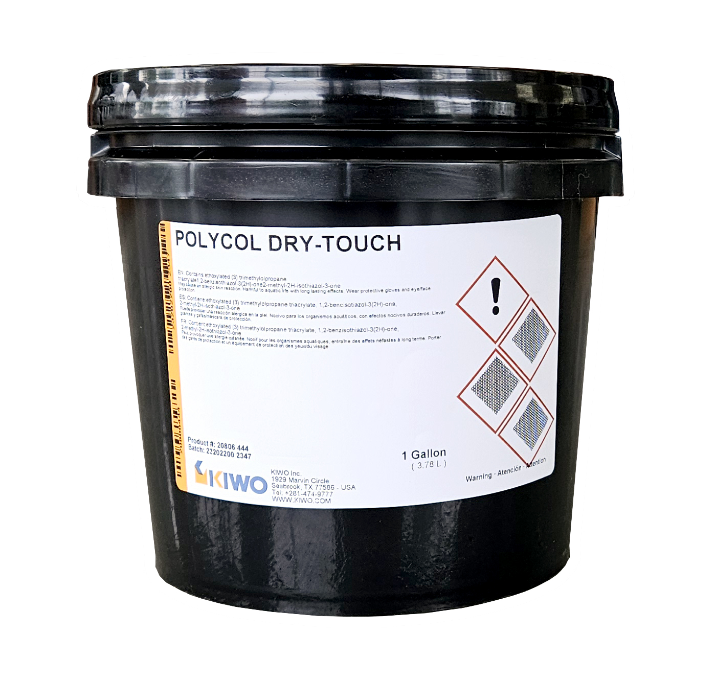 POLYCOL DRY-TOUCH is a pre-sensitized SBQ-photopolymer emulsion for textile printing with plastisol and silicone inks and graphics printing with UV and mild solvent-based inks. Its anti-tack surface will not stick to inkjet film positives. Its teal color provides high transparency for easy see-through registration. POLYCOL DRY-TOUCH features high solids, fast drying, fast exposure and easy reclaiming. It is also compatible with Computer-to-Screen imaging systems that utilize water-based inks. Its wide exposure latitude makes it suitable for fine detail printing.