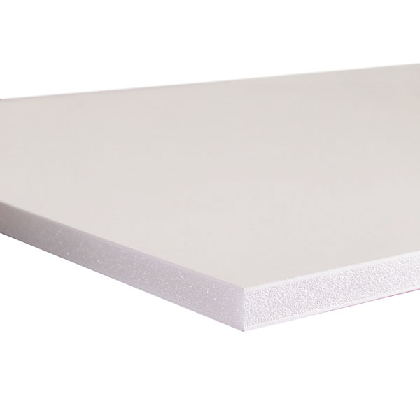Foam board graphic arts board is a 'sandwich' laminate of polystyrene foam between white, smooth finish board facings. It combines great strength with light weight and cuts easily  with a razor blade. Suitable for mounting, screen printing,  wet media, markers, etc. Also available in acid free for preservation of mounted works. 1/8" and 3/16" thick.