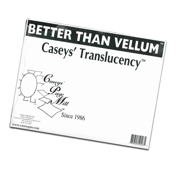 <p>CASEYS' TRANSLUCENCY is a high-quality vellum like paper designed for laser printers and copiers. Screen Printers use this laser printer output as a positive for burning screens. This is an inexpensive alternative to using a camera and film. Why? Because Caseys' Translucency is less expensive than film and saves the cost of a camera. Caseys' is also more durable and more stable than other vellums, meaning it won't shrink and wreck your separations. </p>