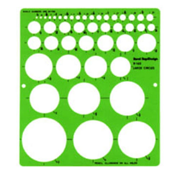A large circle template with 45 circles from 1/16" to 2-14".
