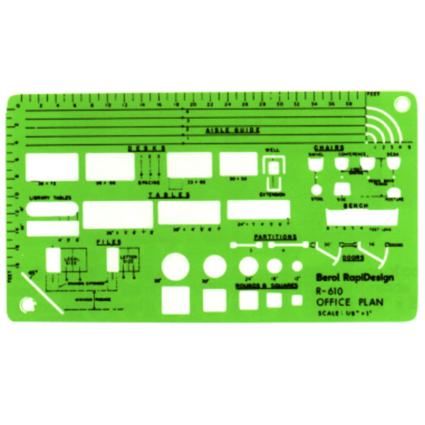 Symbols for most office furniture and equipment. Scale 1/4"  to 1'.