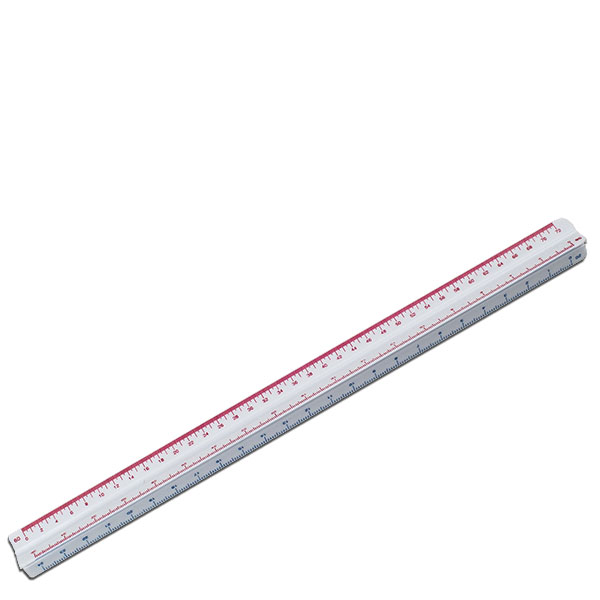 Each side of an engineering scale divides inches into a different number of parts per inch. Includes 10ths, 20ths, 30ths, 40ths, 50ths and 60ths.