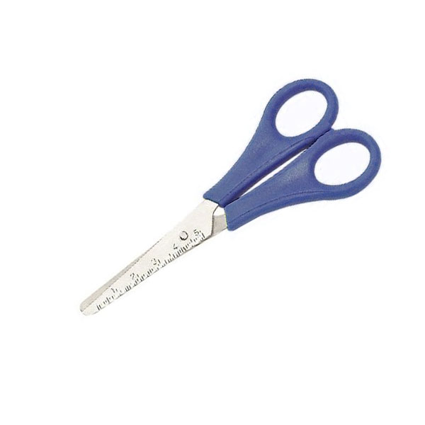 The right scissors for children! Made from stainless, specially hardened scissors steel with 54 Rockwell. Round blades with cm-grading. Colored handles from break-proof ABS.