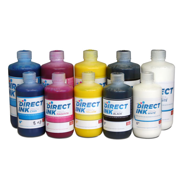 <p>Direct Ink Textile is a specially formulated water based, pigment textile ink that will work on 100% cotton (light and  dark colored shirts) and 50/50 (light colored) materials. It only needs a simple heat setting with a transfer press to make the print wash fast. FastInk is manufactured to the highest standards, and is the brightest in the industry. Plus, Direct Ink White is the finest anywhere!</p>