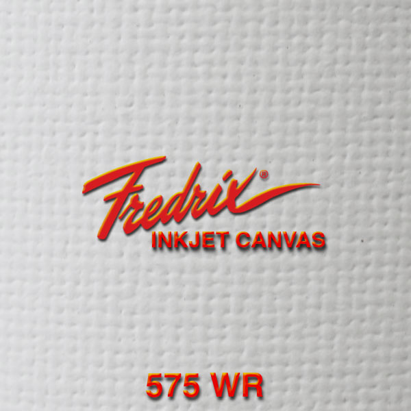 <p>FREDRIX® 575WR Water Resistant Inkjet Canvas (Polyflax®/Cotton)<br> A thinner and more economical inkjet canvas with our Superior Water Resistant Inkjet Coating that enables excellent printing results.  The matte finish is ideal for Photographic & Fine Art Reproductions with a soft look, yet it allows for bright, brilliant colors.  Furthermore, our Water Resistant Inkjet Coatings are compatible with most water-based protective coatings and most acrylic paints, including our Fredrix Acrylic Texturing Gel, can be applied directly to the printed image! 17mil (432 microns) thickness and 9.5oz./yd (322 gsm) weight.</p>