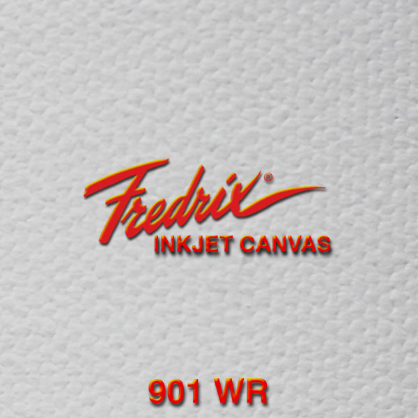 <p>Fredrix® 901WR Water Resistant Inkjet Canvas (Polyflax® Cotton)<br> Superior Water Resistant Inkjet Coating creates excellent printing results with both pigment- and dye-based inks. The matte finish is ideal for fine art reproductions with a soft look, yet allows for bright, brilliant colors. 18mil (457 microns) thickness and 11oz./yd.2 (373 GSM) weight.</p>