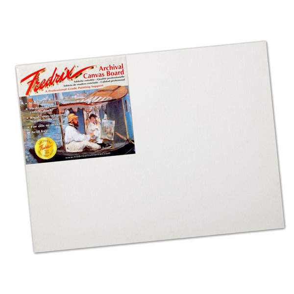 <p>Fredrix Archival Cotton Canvas Board is a professional grade, archival painting surface with medium texture canvas mounted on an acid free board. Good for acrylic, oils and mixed media.In individual packages.</p>