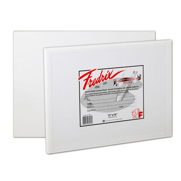 <p>Fredrix Canvas Panels are great for students. The surface  texture provides a very definite paint-gripping "tooth" with minimum paint absorption, a perfect support for painting in all media. The sides are completely turned under and glued to prevent fraying and separation. The entire area of canvas  is firmly glued to the board. The sizing is acid free.  Sold in packages of three in 16x20" and smaller, and in packages of two in 18x24" and larger.</p>