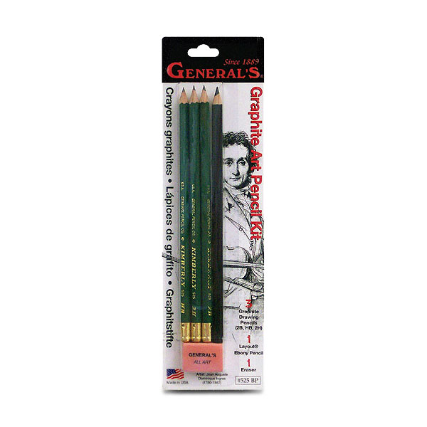 <strong>Contains 1 each of the following:</strong><br/><br /> 2B Pencil<br /> HB Pencil<br /> 2H Pencil<br /> Layout Pencil<br /> Eraser