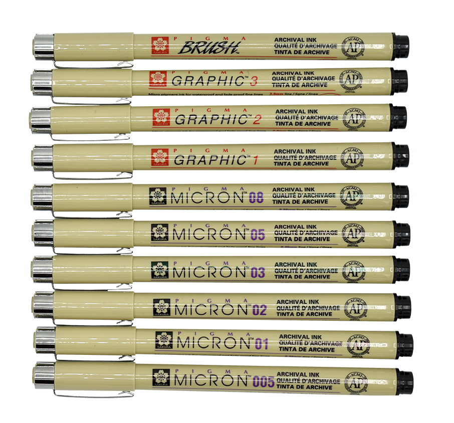 <p>Pigma® ink, invented by Sakura over 30 years ago, continues to be the most reliable permanent ink on the market today. Artists, consumers, the government, and scientists consider Pigma Micron® a necessary basic tool for any archival-quality, handwritten project. </p> <p>This permanent, fade resistant, chemically stable, pigment-based ink will not bleed or run if liquids are spilled on or applied to the document after the ink has dried. Perfect for legal situations, Pigma ink is nearly impossible to alter on documents, in log books, or on checks. Architects, archivists, anthropologists, entomologists and laboratories depend on Pigma Micron for record keeping. </p> <p>Manga artists, professional illustrators and watercolorists use the range of point sizes to create precision lines. Scrapbookers and crafters value its archival quality for preserving memories in journals, and notebooks. Use Pigma Micron to leave a mark that will last a lifetime.</p>