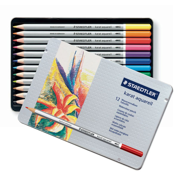 These colored pencils have brilliant, intense colors. All 60  colors allow you to draw with smooth, even color application on rough or fine toothed papers. With a brush and water, these colors can become soft washes, deep shadows or solid areas of color. In tin boxes.