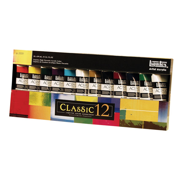 A complete palette of (12) tubes in the following colors: <br /><br /> Dioxazine Purple<br /> Brilliant Blue<br /> Permanent Green Light<br /> Medium Magenta<br /> Bronze Yellow<br /> Scarlet Red<br /> Brilliant Yellow<br /> Deep Brilliant Red<br /> Phthalo Blue<br /> Phthalo Green<br /> Titanium White<br /> Ivory Black