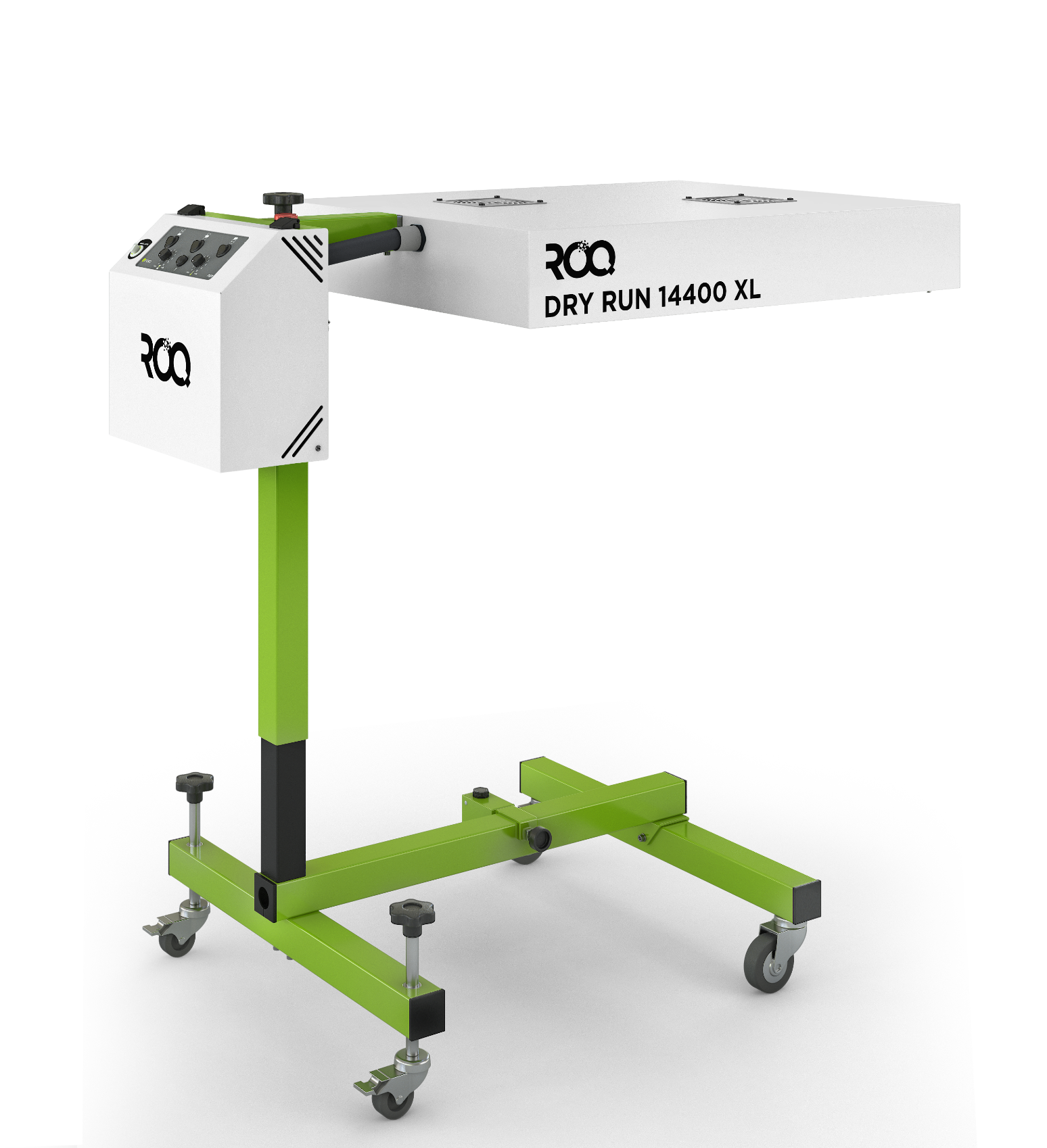 ROQ Dry RUN is a flash cure unit that answers to the most demanding jobs. After exploring, experimenting, and evolving flash unit technology, ROQ decided to create the ROQ Dry RUN. Even being a more economic model, it still maintains the main features and power from the rest of our dryer range. A powerful and versatile platform built and optimized for performance.