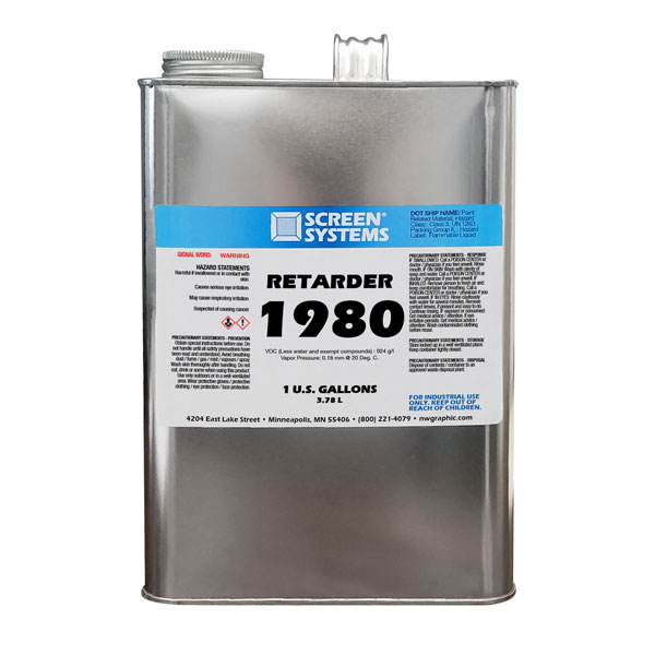 Formulated as a very slow solvent  for epoxy, vinyl, and polyester inks. Helps control viscosity and eliminate drying in  problems. Useful for hand runs and rack drying. Always test before using.