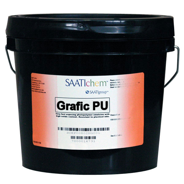 Saati PV is their premium, durable, fast photopolymer emulsion. This medium viscosity emulsion contains 42% solids and can be used with plastisol and water based inks (with post exposure).