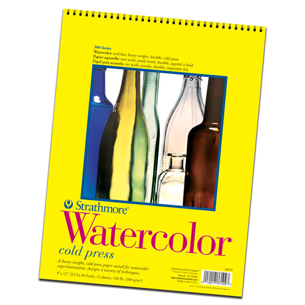 All 300 Series papers are fun sheets that allow the student to experiment.  It is a heavy weight paper that is specially  made to stand up to water.  This paper has two distinct surfaces. One side is cold pressed, and the othe is smooth. It adapts to a variety of water color techniques beautifully.  12 sheets per pad, 140lb., and 12 pads per carton.