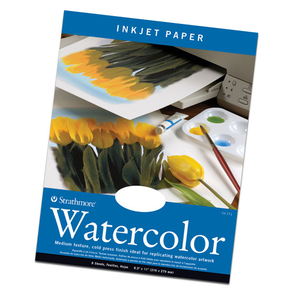 A true watercolor paper with a medium texture cold press finish. It has a matte coating (one side) for inkjet receptivity and is ideal for producing prints with the look and feel of a watercolor painting. 8.5" x 11", 8 sheets per pkg.