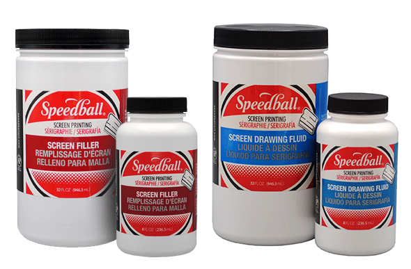 These two high-quality Speedball products work together to create a painted stencil on your screen and are ideal for use on designs that feature detailed hand-drawn images or those possessing a "painterly" quality.  Both products carry the AP Seal and Speedball's Screen Filler is easily removed with Speedball's Speed Clean to reclaim the screen.