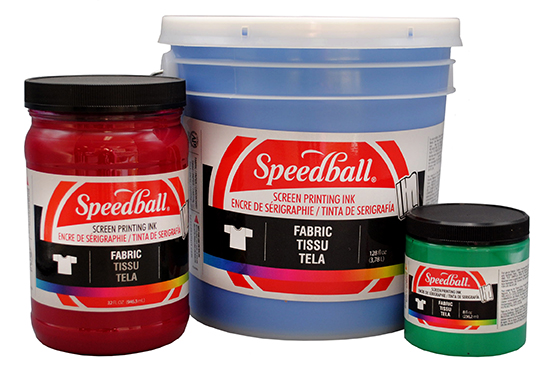 <p> <h3> Speedball Textile Ink</h3> A water base textile screen ink in 19 brilliant colors including fluorescent and process color for use on cotton, polyester blends, an linen. Also works great on paper and cardboard. Washfast when properly heat set. Non-flammable and contains no solvent and no offensive smell. Can be screen printed or painted on with a brush. AP non-toxic and conforms top ASTM D-4236.</p> <p><strong><font color=#FF0000>Click On The Color Box To See  8oz, Quarts and Gallons</font color=#FF0000></strong></p>