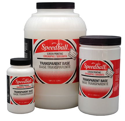 <p> <h3> Speedball Transparent Base</h3> Transparent extender base is used to transparentise and lighten the color of ink. This product does not contain binder and must not be used in quantities greater than 10 to 15 %. Can be screen printed or painted on with a brush. AP non-toxic and conforms to ASTM D-4236.</p>