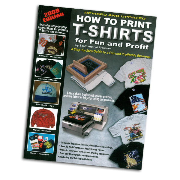 This handbook offers excellent technical guidance for the beginning T-shirt printer. Included plans to build a one-color T-shirt printer for less that $30.00, a vacuum table for heat transfers, curing oven and other equipment. Written by Scott and Pat Fresner